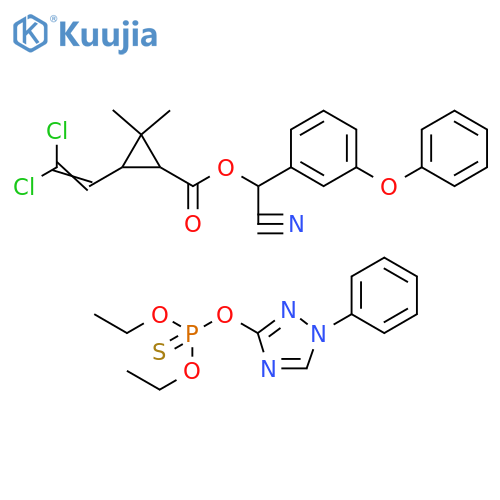 Cyclopropanecarboxylic acid, 3-(2,2-dichloroethenyl)-2,2-dimethyl-, cyano(3-phenoxyphenyl)methyl ester, mixt. with O,O-diethyl O-(1-phenyl-1H-1,2,4-triazol-3-yl) phosphorothioate (9CI) structure
