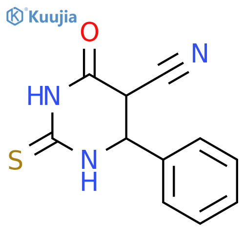 5-Pyrimidinecarbonitrile, hexahydro-4-oxo-6-phenyl-2-thioxo- structure