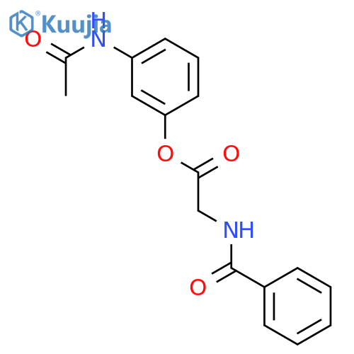 Glycine, N-benzoyl-, 3-(acetylamino)phenyl ester structure