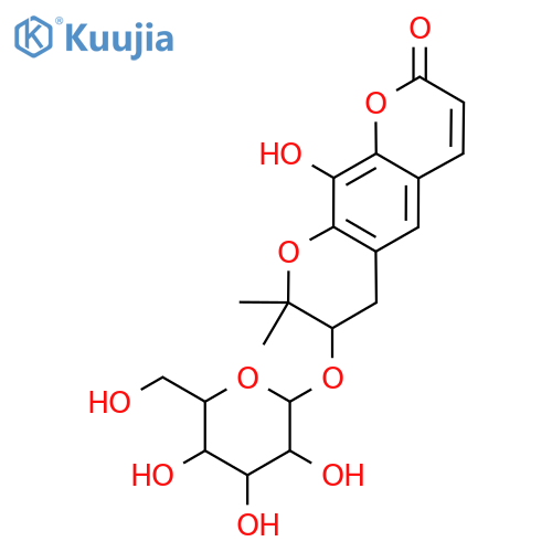 10-hydroxy-8,8-dimethyl-2-oxo-7,8-dihydro-2H,6H-pyrano[3,2-g]chromen-7-yl hexopyranoside structure