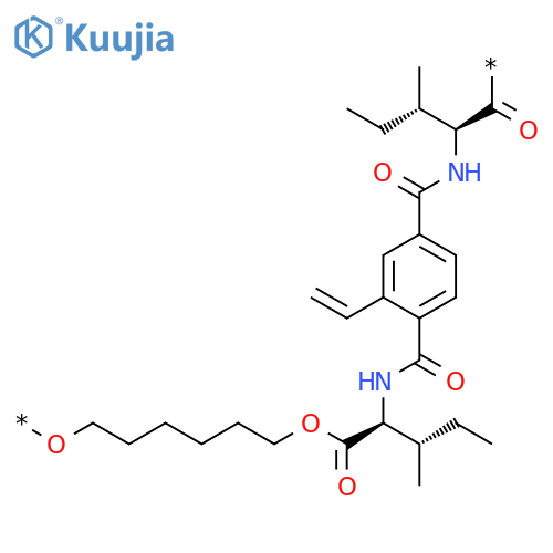Poly[oxy-1,6-hexanediyloxy[(2S)-2-[(1S)-1-methylpropyl]-1-oxo-1,2-ethanediyl]iminocarbonyl(ethenyl-1,4-phenylene)carbonylimino[(1S)-1-[(1S)-1-methylpropyl]-2-oxo-1,2-ethanediyl]] structure
