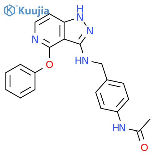 N-(4-{[(4-phenoxy-1H-pyrazolo[4,3-c]pyridin-3-yl)amino]methyl}phenyl)acetamide structure