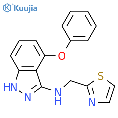 1H-INDAZOL-3-AMINE, 4-PHENOXY-N-(2-THIAZOLYLMETHYL)- structure
