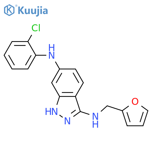 1H-INDAZOLE-3,6-DIAMINE, N6-(2-CHLOROPHENYL)-N3-(2-FURANYLMETHYL)- structure