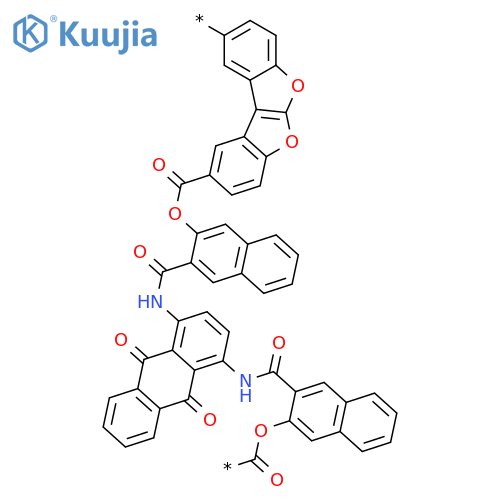 Poly[benzofuro[2,3-b]benzofuran-2,9-diylcarbonyloxy-2,3-naphthalenediylcarbonylimino(9,10-dihydro-9,10-dioxo-1,4-anthracenediyl)iminocarbonyl-2,3-naphthalenediyloxycarbonyl] structure