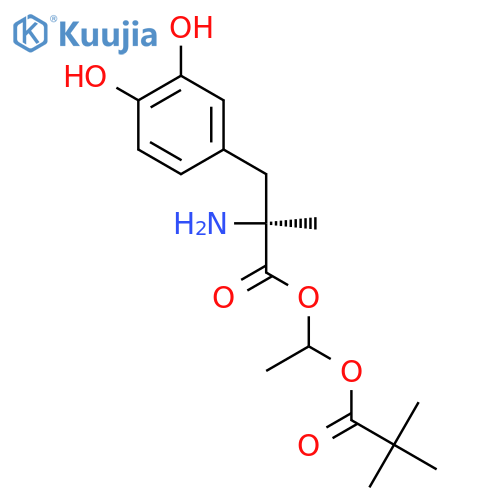 1-(2,2-dimethylpropionyloxy)ethyl 3-hydroxy-alpha-methyl-L-tyrosinate structure