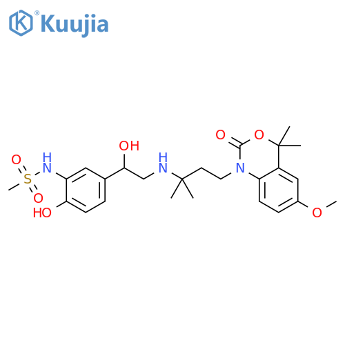 Methanesulfonamide,N-[2-hydroxy-5-[1-hydroxy-2-[[3-(6-methoxy-4,4-dimethyl-2-oxo-2H-3,1-benzoxazin-1(4H)-yl)-1,1-dimethylpropyl]amino]ethyl]phenyl]- structure