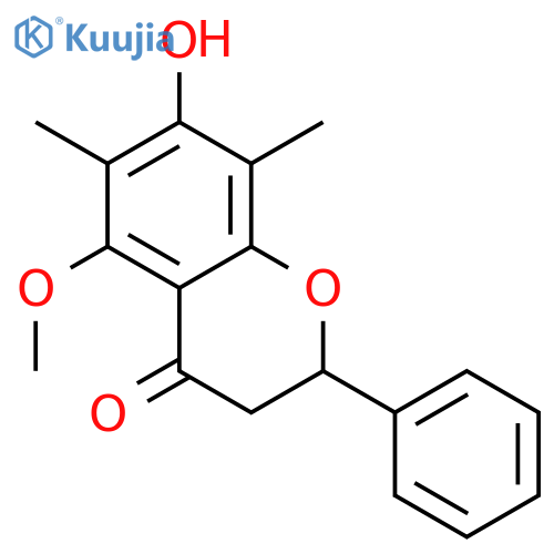 (2S)-7-hydroxy-5-methoxy-6,8-dimethyl-2-phenyl-3,4-dihydrochromen-4(2H)-one structure