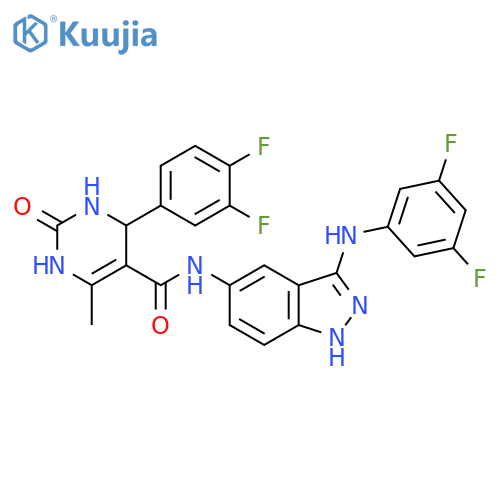 5-Pyrimidinecarboxamide,4-(3,4-difluorophenyl)-N-[3-[(3,5-difluorophenyl)amino]-1H-indazol-5-yl]-1,2,3,4-tetrahydro-6-methyl-2-oxo- structure