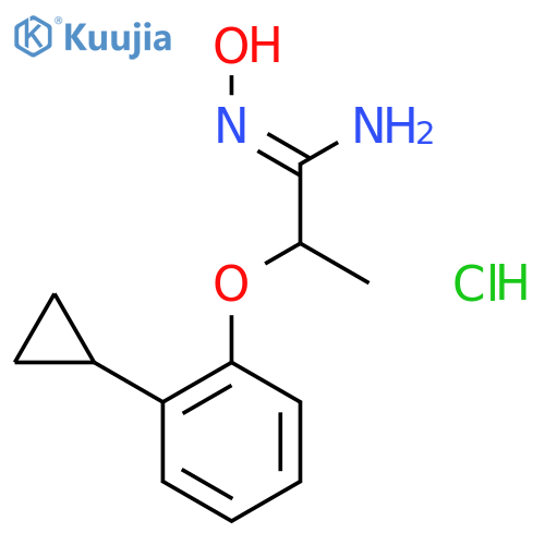 (1E)-2-(2-cyclopropylphenoxy)-N'-hydroxypropanimidamide hydrochloride (1:1) structure