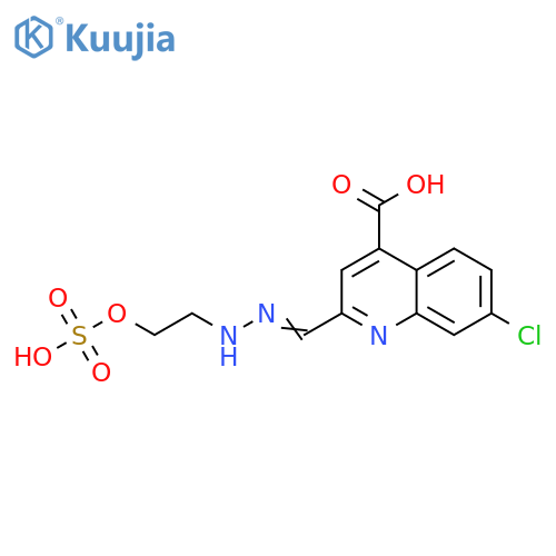 2-{(2E)-2-[(4-carboxy-7-chloroquinolin-2-yl)methylidene]hydraziniumyl}ethyl sulfate structure