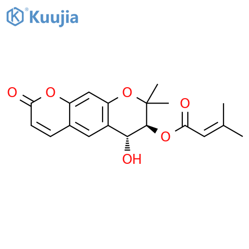 2-Butenoic acid,3-methyl-,(6S,7R)-7,8-dihydro-6-hydroxy-8,8-dimethyl-2-oxo-2H,6H-benzo[1,2-b:5,4-b']dipyran-7-ylester (9CI) structure