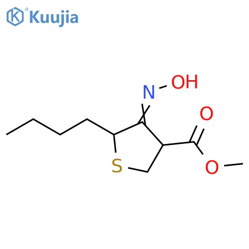 3-Thiophenecarboxylic acid, 5-butyltetrahydro-4-(hydroxyimino)-, methylester structure