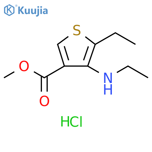 3-Thiophenecarboxylic acid, 5-ethyl-4-(ethylamino)-, methyl ester, hydrochloride (1:1) structure