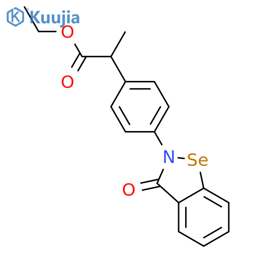 Benzeneacetic acid, a-methyl-4-(3-oxo-1,2-benzisoselenazol-2(3H)-yl)-,ethyl ester structure