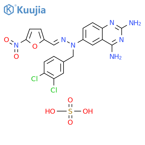 2-Furancarboxaldehyde, 5-nitro-, (2,4-diamino-6-quinazolinyl)[(3,4-dichlorophenyl)methyl]hydrazone, sulfate (1:1) (9CI) structure