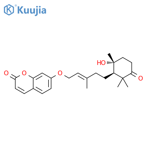 2H-1-Benzopyran-2-one,7-[[(2E)-5-[(1R,6S)-6-hydroxy-2,2,6-trimethyl-3-oxocyclohexyl]-3-methyl-2-penten-1-yl]oxy]- structure