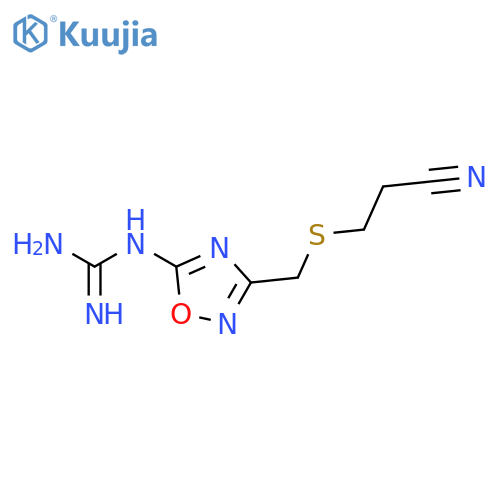 Guanidine, [3-[[(2-cyanoethyl)thio]methyl]-1,2,4-oxadiazol-5-yl]- structure