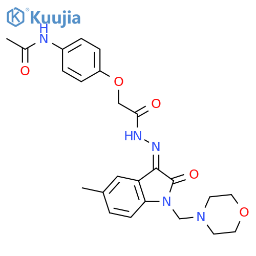 Acetic acid,2-[4-(acetylamino)phenoxy]-,2-[1,2-dihydro-5-methyl-1-(4-morpholinylmethyl)-2-oxo-3H-indol-3-ylidene]hydrazide structure