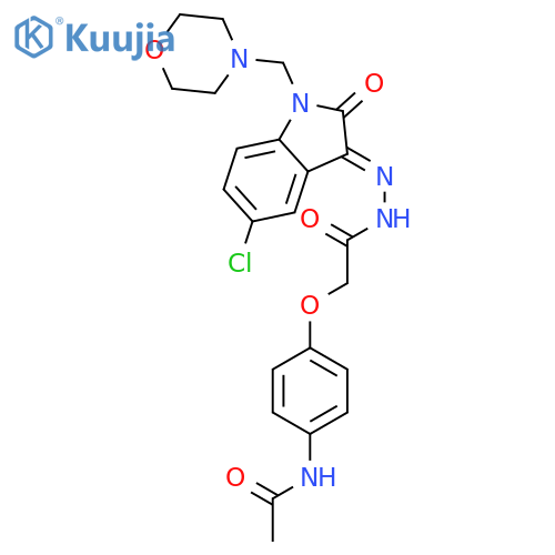 N-[4-(2-{(2E)-2-[5-chloro-1-(morpholin-4-ylmethyl)-2-oxo-1,2-dihydro-3H-indol-3-ylidene]hydrazinyl}-2-oxoethoxy)phenyl]acetamide structure