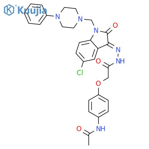 N-(4-{2-[(2E)-2-{5-chloro-2-oxo-1-[(4-phenylpiperazin-1-yl)methyl]-1,2-dihydro-3H-indol-3-ylidene}hydrazinyl]-2-oxoethoxy}phenyl)acetamide structure