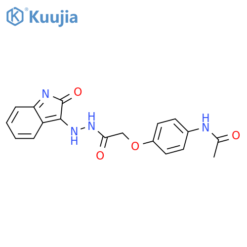 N-[4-[2-oxo-2-[2-(2-oxoindol-3-yl)hydrazinyl]ethoxy]phenyl]acetamide structure