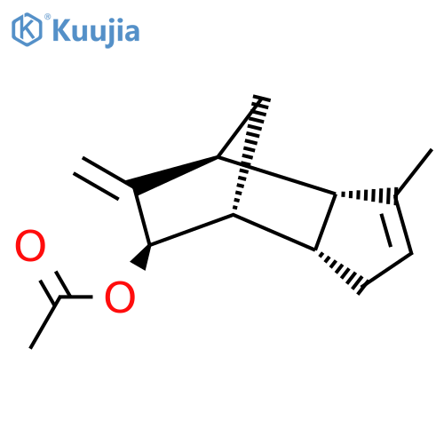 (3Ar,4S,6R,7R,7aS)-3-Methyl-5-methylidene-3a,4,5,6,7,7a-hexahydro-1H-4,7-methanoinden-6-yl acetate structure
