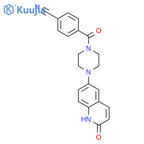 4-[4-(2-Oxo-1,2-dihydroquinolin-6-yl)piperazine-1-carbonyl]benzonitrile structure