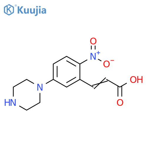 2-Nitro-5-(1-piperazinyl)cinnamic acid structure