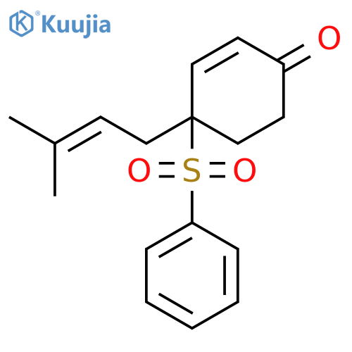 2-Cyclohexen-1-one, 4-(3-methyl-2-butenyl)-4-(phenylsulfonyl)- structure