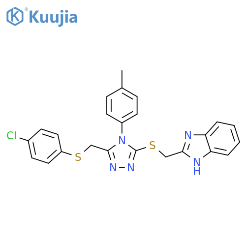 1H-Benzimidazole,2-[[[5-[[(4-chlorophenyl)thio]methyl]-4-(4-methylphenyl)-4H-1,2,4-triazol-3-yl]thio]methyl]- structure