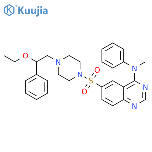 4-Quinazolinamine, 6-[[4-(2-ethoxy-2-phenylethyl)-1-piperazinyl]sulfonyl]-N-methyl-N-phenyl- structure