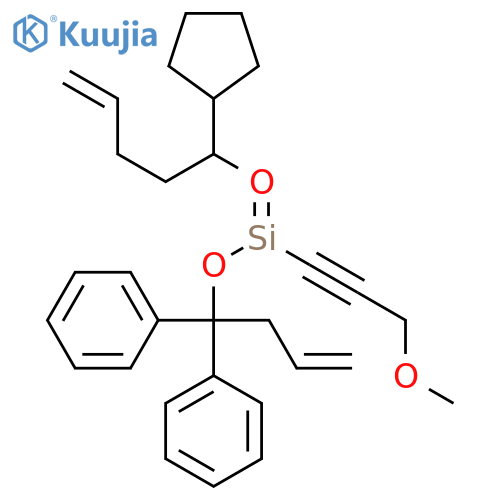 Silane,cyclopentyl[(1,1-diphenyl-3-butenyl)oxy](3-methoxy-1-propynyl)(4-pentenyloxy)- structure