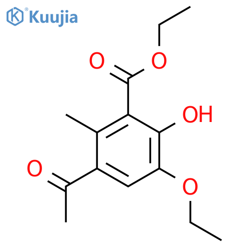 Benzoic acid, 3-acetyl-5-ethoxy-6-hydroxy-2-methyl-, ethyl ester structure