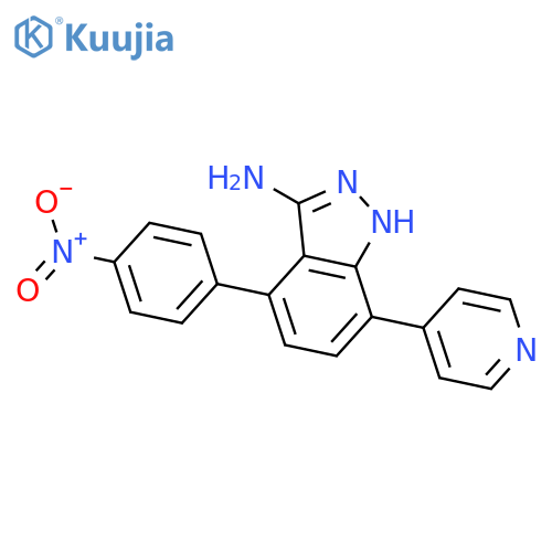 1H-Indazol-3-amine, 4-(4-nitrophenyl)-7-(4-pyridinyl)- structure