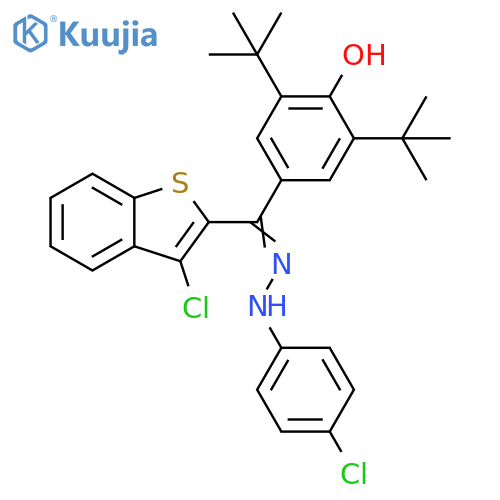 Methanone, [3,5-bis(1,1-dimethylethyl)-4-hydroxyphenyl](3-chlorobenzo[b]thien-2-yl)-, 2-(4-chlorophenyl)hydrazone structure