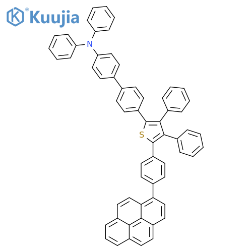 [1,1'-Biphenyl]-4-amine, 4'-[3,4-diphenyl-5-[4-(1-pyrenyl)phenyl]-2-thienyl]-N,N-diphenyl- structure