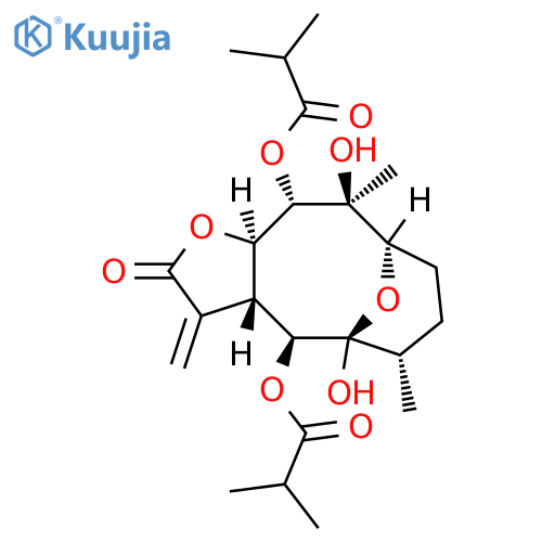 Propanoic acid, 2-methyl-, (3aR,4S,5R,6S,9R,10S,11S,11aR)-dodecahydro-5,10-dihydroxy-6,10-dimethyl-3-methylene-2-oxo-5,9-epoxycyclodeca[b]furan-4,11-diyl ester (9CI) structure