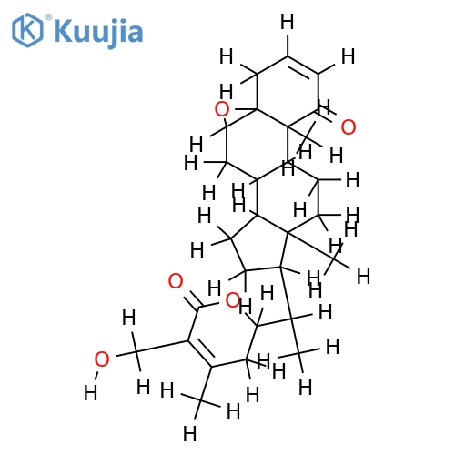 5,6-epoxy-22,27-dihydroxy-1-oxo-ergosta-2,24-dien-26-oic acid 22-lactone structure