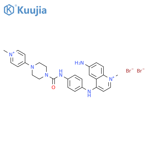 6-amino-1-methyl-4-{[4-({[4-(1-methylpyridinium-4-yl)piperazin-1-yl]carbonyl}amino)phenyl]amino}quinolinium dibromide structure