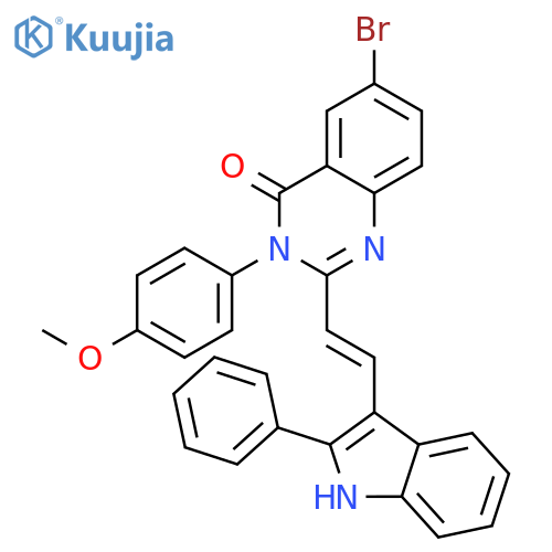 4(3H)-Quinazolinone,6-bromo-3-(4-methoxyphenyl)-2-[2-(2-phenyl-1H-indol-3-yl)ethenyl]- structure