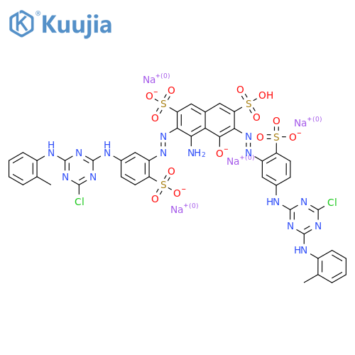 tetrasodium 4-amino-3,6-bis[[5-[[4-chloro-6-[(o-tolyl)amino]-1,3,5-triazin-2-yl]amino]-2-sulphonatophenyl]azo]-5-hydroxynaphthalene-2,7-disulphonate structure