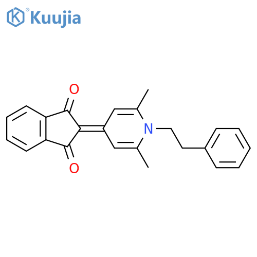 2-2,6-dimethyl-1-(2-phenylethyl)-1,4-dihydropyridin-4-ylidene-2,3-dihydro-1H-indene-1,3-dione structure