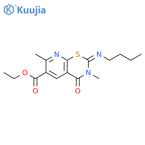 ethyl (2Z)-2-(butylimino)-3,7-dimethyl-4-oxo-3,4-dihydro-2H-pyrido[3,2-e][1,3]thiazine-6-carboxylate structure