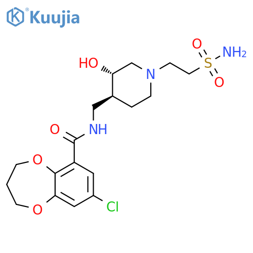 2H-1,5-Benzodioxepin-6-carboxamide, N-[[(3S,4S)-1-[2-(aminosulfonyl)ethyl]-3-hydroxy-4-piperidinyl]methyl]-8-chloro-3,4-dihydro- structure