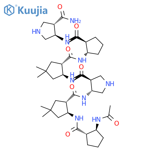 3-Pyrrolidinecarboxamide,4-[[[(1S,2S)-2-[[[(1S,2S)-2-(acetylamino)cyclopentyl]carbonyl]amino]-4,4-dimethylcyclopentyl]carbonyl]amino]-N-[(1S,2S)-2-[[[(1S,2S)-2-[[[(3R,4S)-4-(aminocarbonyl)-3-pyrrolidinyl]amino]carbonyl]cyclopentyl]amino]carbonyl]-4,4-dimethylcyclopentyl]-, (3S,4R)- structure
