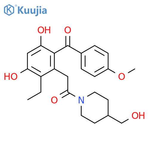 4-Piperidinemethanol,1-[[2-ethyl-3,5-dihydroxy-6-(4-methoxybenzoyl)phenyl]acetyl]- structure