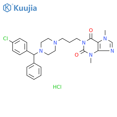 1H-Purine-2,6-dione, 1-[3-[4-[(4-chlorophenyl)phenylmethyl]-1-piperazinyl]propyl]-3,7-dihydro-3,7-dimethyl-, hydrochloride (1:2) structure