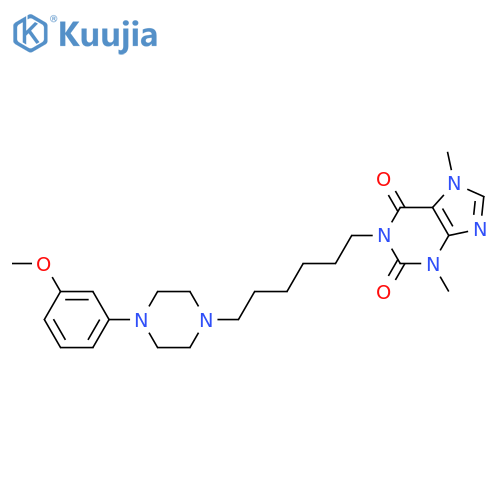 1H-Purine-2,6-dione, 3,7-dihydro-1-[6-[4-(3-methoxyphenyl)-1-piperazinyl]hexyl]-3,7-dimethyl- structure