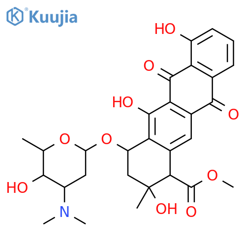 1-Naphthacenecarboxylicacid,1,2,3,4,6,11-hexahydro-2,5,7-trihydroxy-2-methyl-6,11-dioxo-4-[[2,3,6-trideoxy-3-(dimethylamino)-a-L-lyxo-hexopyranosyl]oxy]-,methyl ester, (1R,2R,4S)- (9CI) structure
